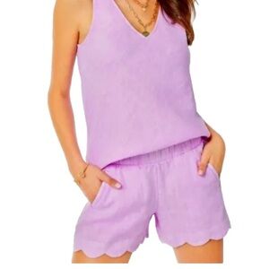 Lilly Pulitzer Brea Linen Scallop Shorts Lilac Size Medium